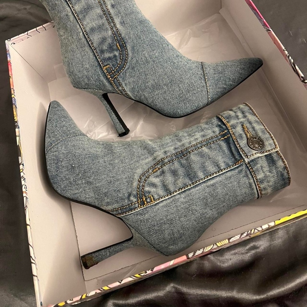 Denim boots